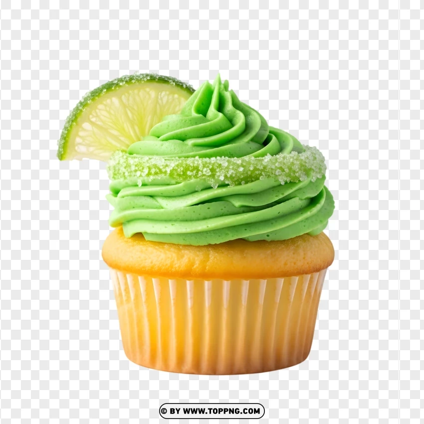 Lime Frosted Cupcake With Green Cream PNG Transparent Background