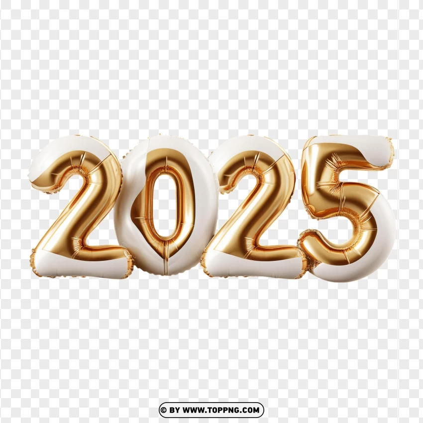 Golden 2025 Numbers With Elegant Design PNG Transparent Background