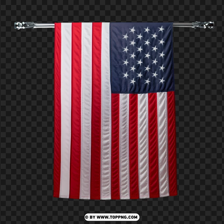 Hanging Usa Flag With Pole PNG Transparent Background