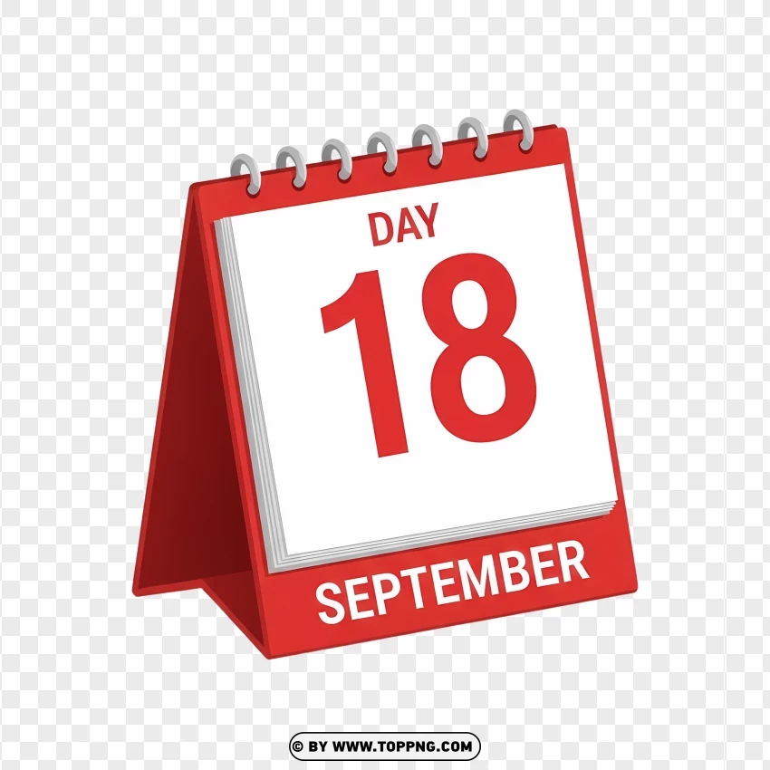 18 September Elegant Red Planner Calendar Icon In 3d PNG Transparent Background
