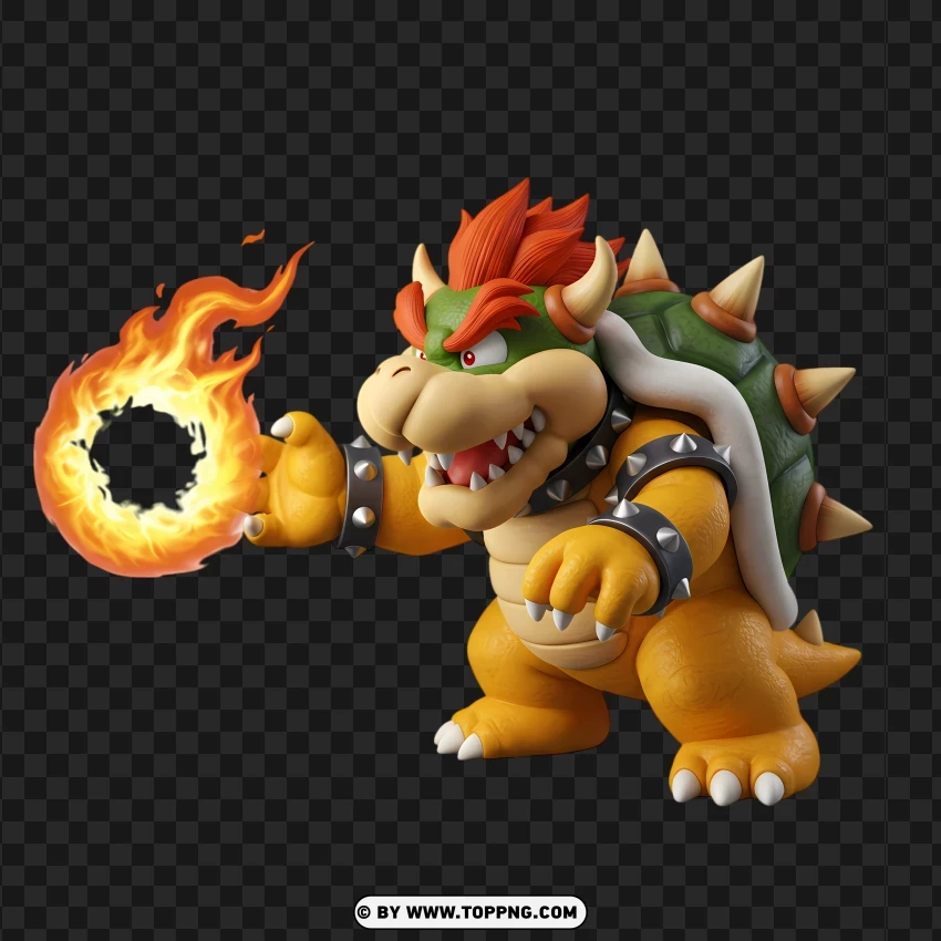 Mini Bowser Throwing A Fireball Hd Render PNG Transparent Background