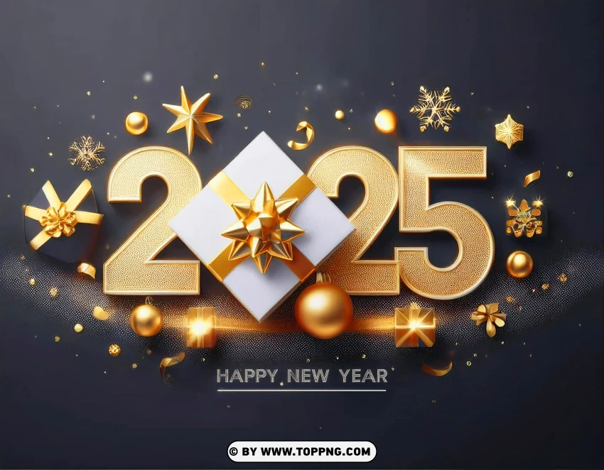 Luxurious Gold And White 2025 Holiday Greeting PNG Transparent Background