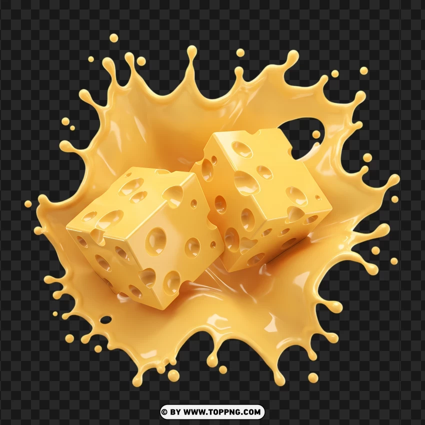 Floating Cheese Cubes In Motion PNG Transparent Background