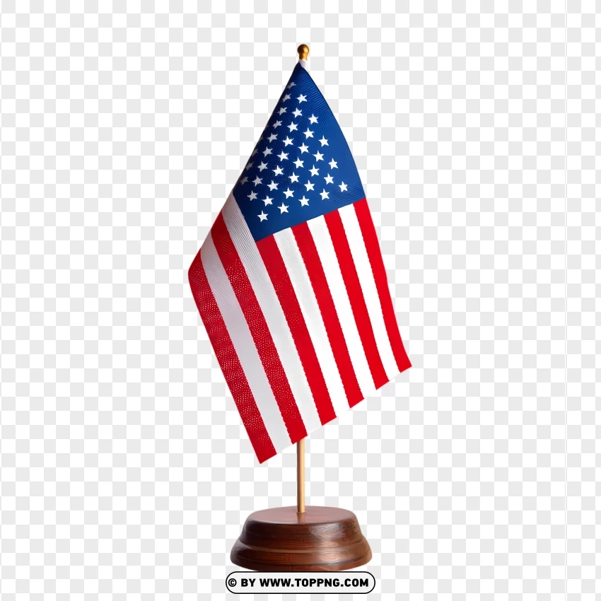 Classic Wooden Base American Desk Flag PNG Transparent Background