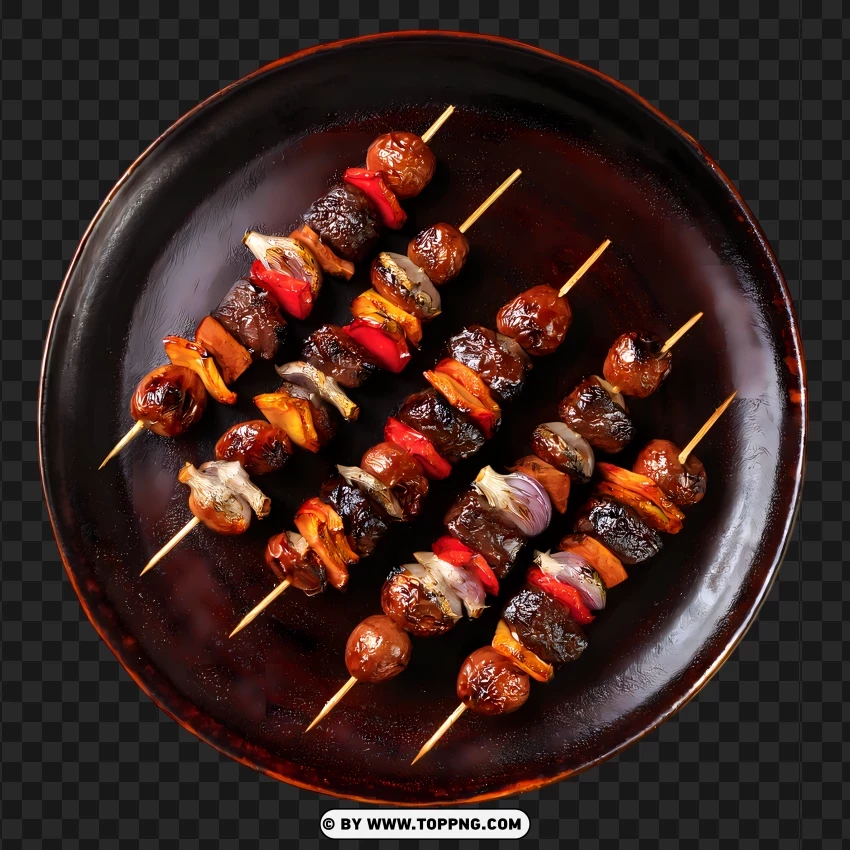 Barbecue Meat And Vegetable Skewers PNG Transparent Background