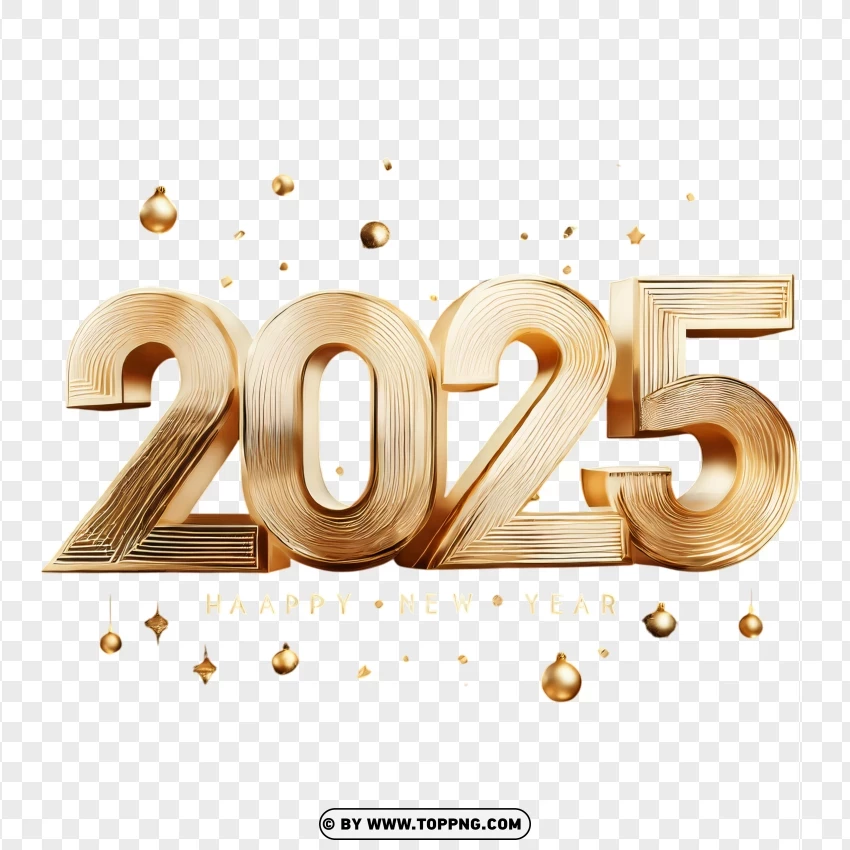 Luxury Gold 2025 Numbers PNG Transparent Background