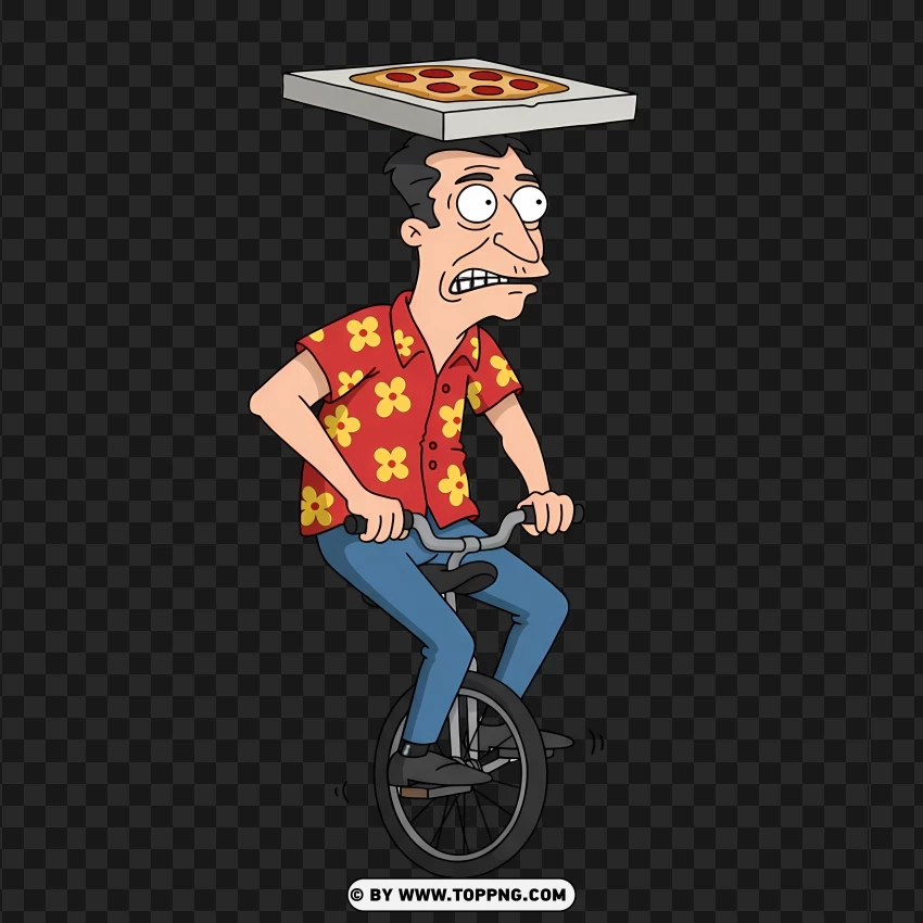 Quagmire Balancing A Pizza On His Head Comedy PNG Transparent Background