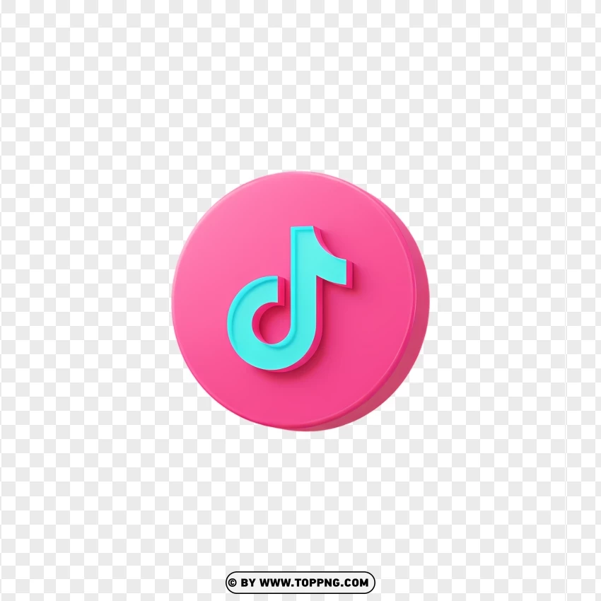 Tiktok Pink Logo Button PNG Transparent Background