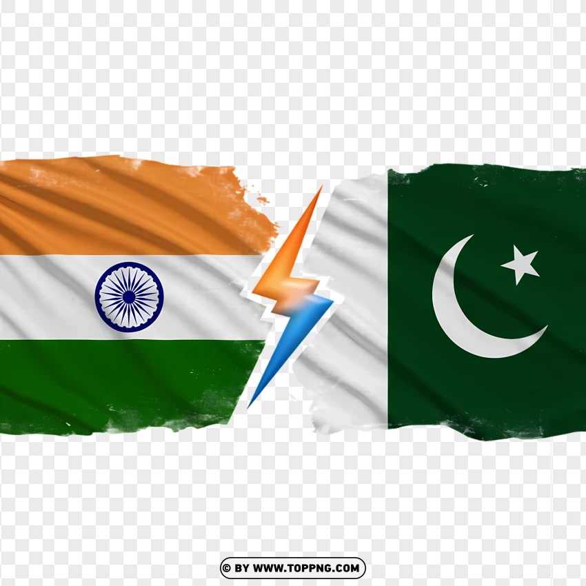 India And Pakistan Torn Flags PNG Transparent Background