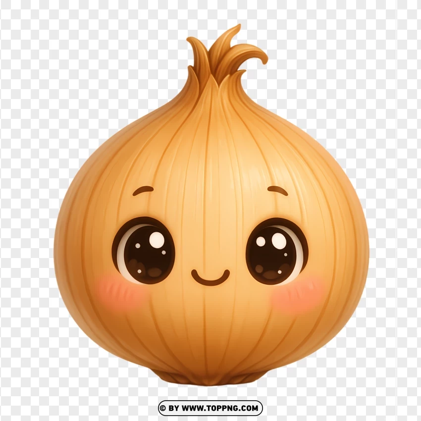 Brown Onion With Cute Cartoon Eyes PNG Transparent Background