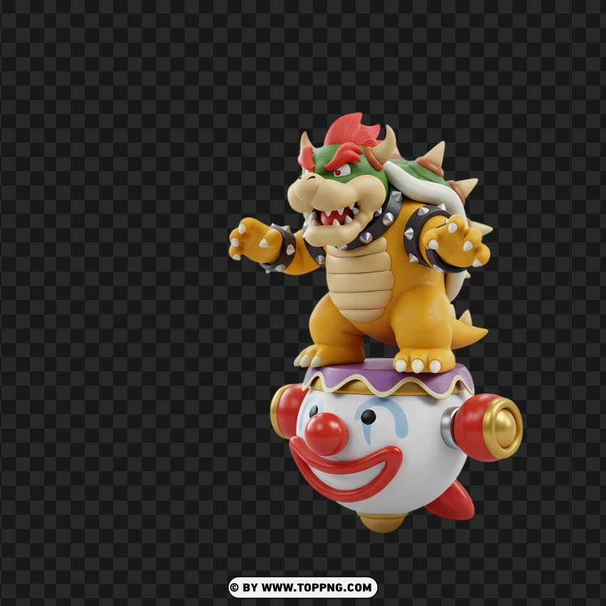 Mini Bowser Balancing On A Clown Car Digital Art PNG Transparent Background