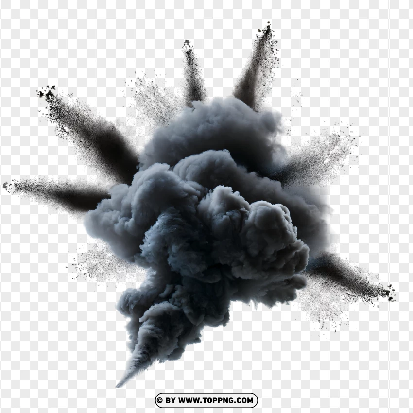 Massive Black Smoke Cloud Explosion PNG Transparent Background