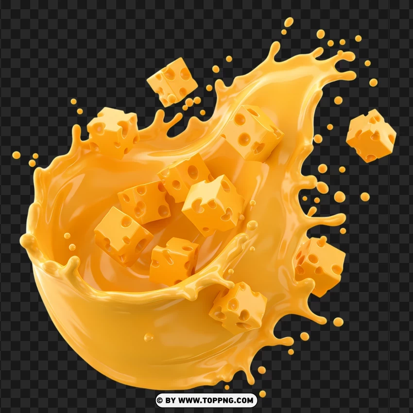 Realistic Explosion Of Melting Cheese PNG Transparent Background