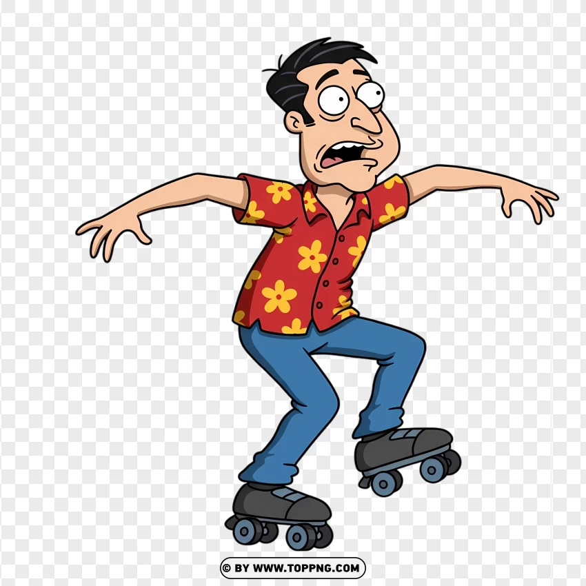 Quagmire Struggling On Roller Skates Slapstick PNG Transparent Background