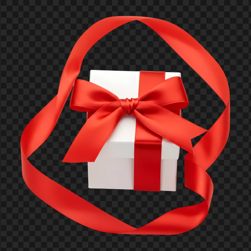 Elegant Red Ribbon Wrapping A Gift Box PNG Transparent Background