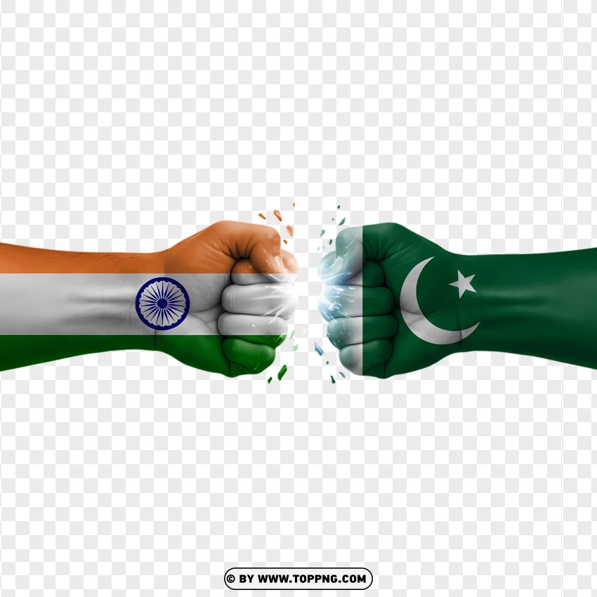 Hand Clash India And Pakistan Flags PNG Transparent Background
