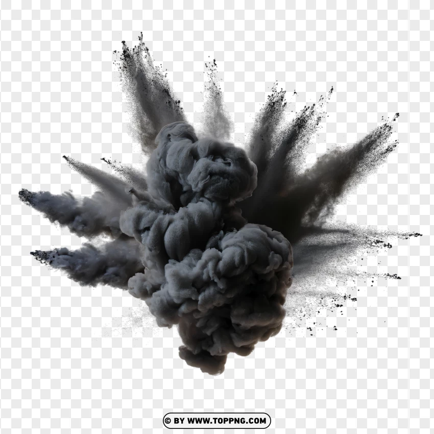 Black Smoke Cloud Explosion Effect PNG Transparent Background