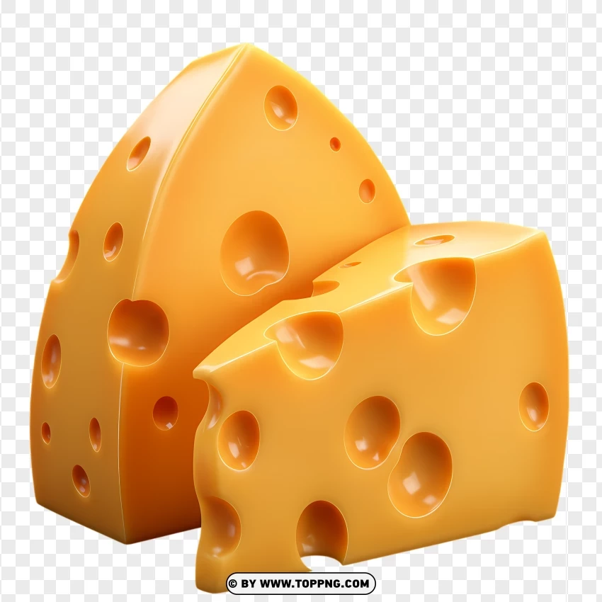 Two Classic Swiss Cheese Pieces PNG Transparent Background