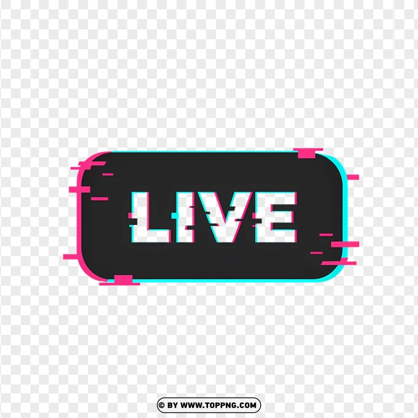 Tiktok Live Glitch Logo Design PNG Transparent Background