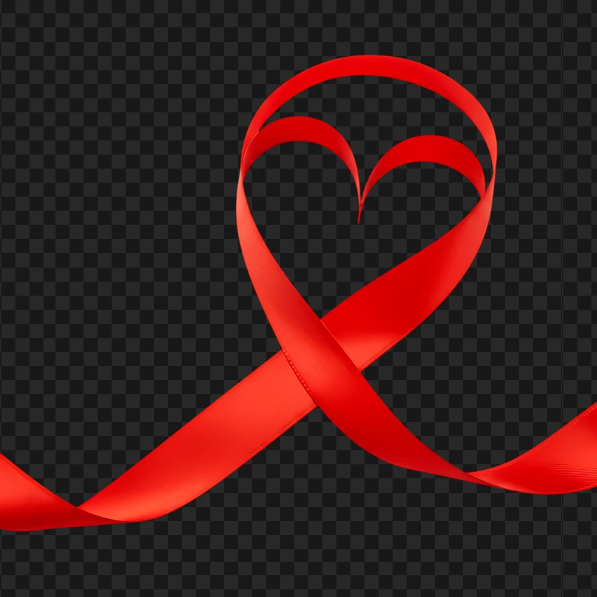 Romantic Red Ribbon Twisted Into A Heart PNG Transparent Background