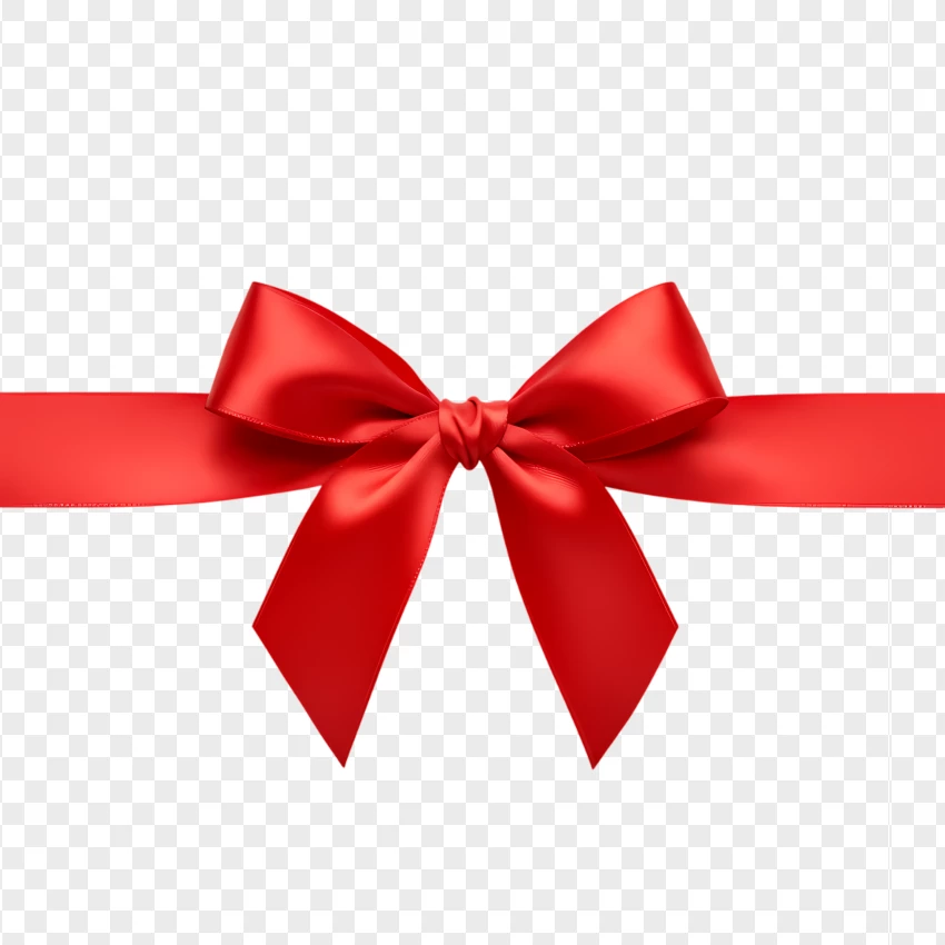 Classic Red Satin Ribbon Bow Decoration PNG Transparent Background