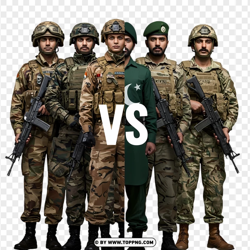 Indian Vs Pakistani Soldiers Face Off PNG Transparent Background