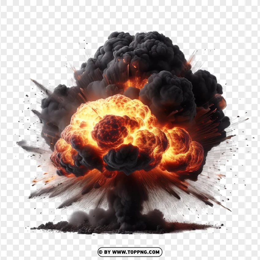 Powerful Explosion With Fiery Smoke PNG Transparent Background