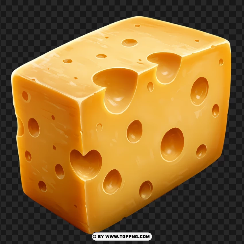 Realistic Swiss Cheese Block With Holes PNG Transparent Background