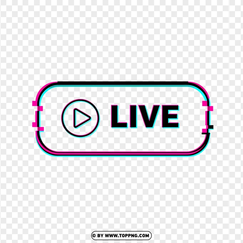 Tiktok Play Button Live Sign PNG Transparent Background