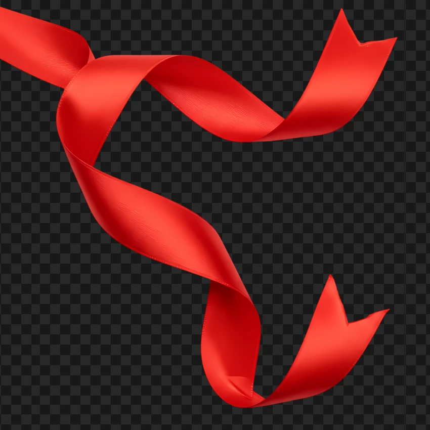 Hd Red Ribbon Ending With A Sharp Tail Design PNG Transparent Background