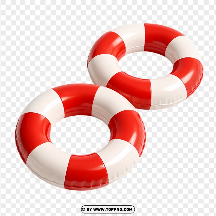 Red And White Inflatable Lifesaver Ring Set PNG Transparent Background