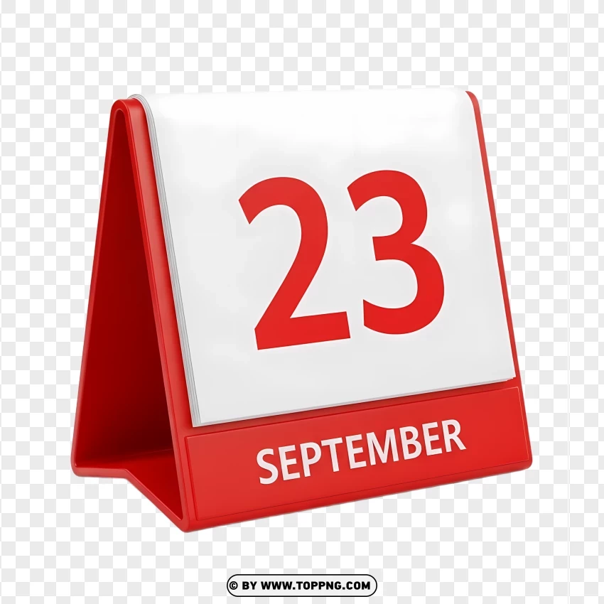 23 September Elegant 3d Red Desk Calendar Icon PNG Transparent Background