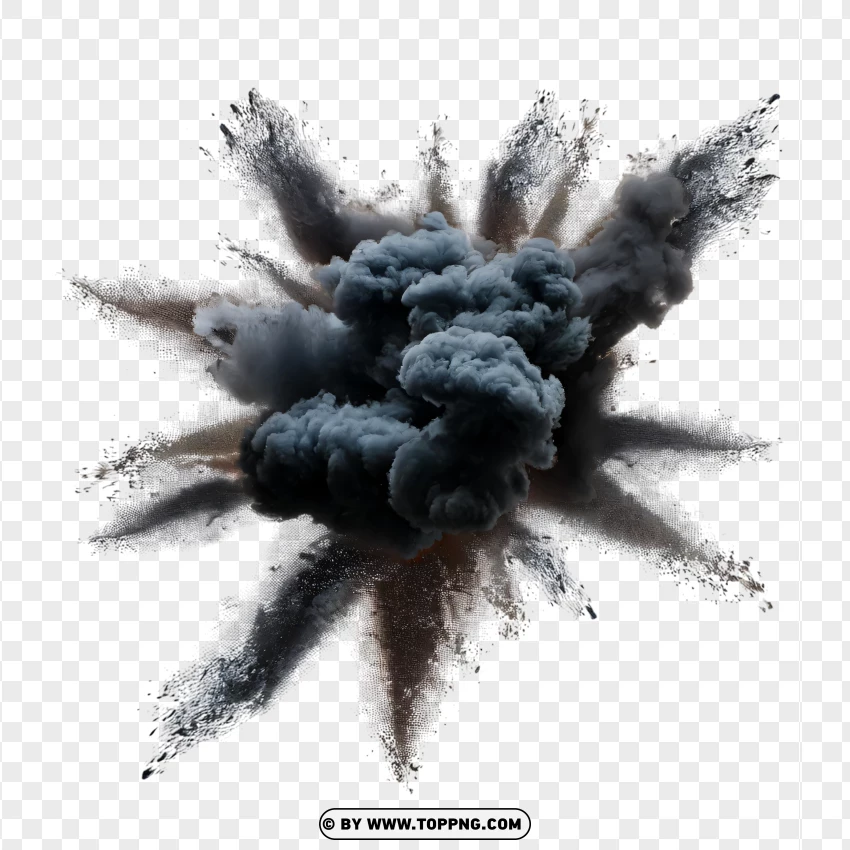 Black Smoke Explosion With Cloud Texture PNG Transparent Background