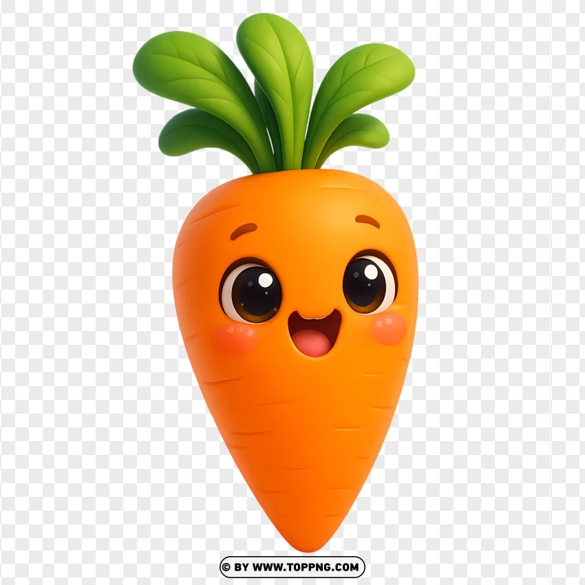 Cute Carrot With Kawaii Eyes PNG Transparent Background