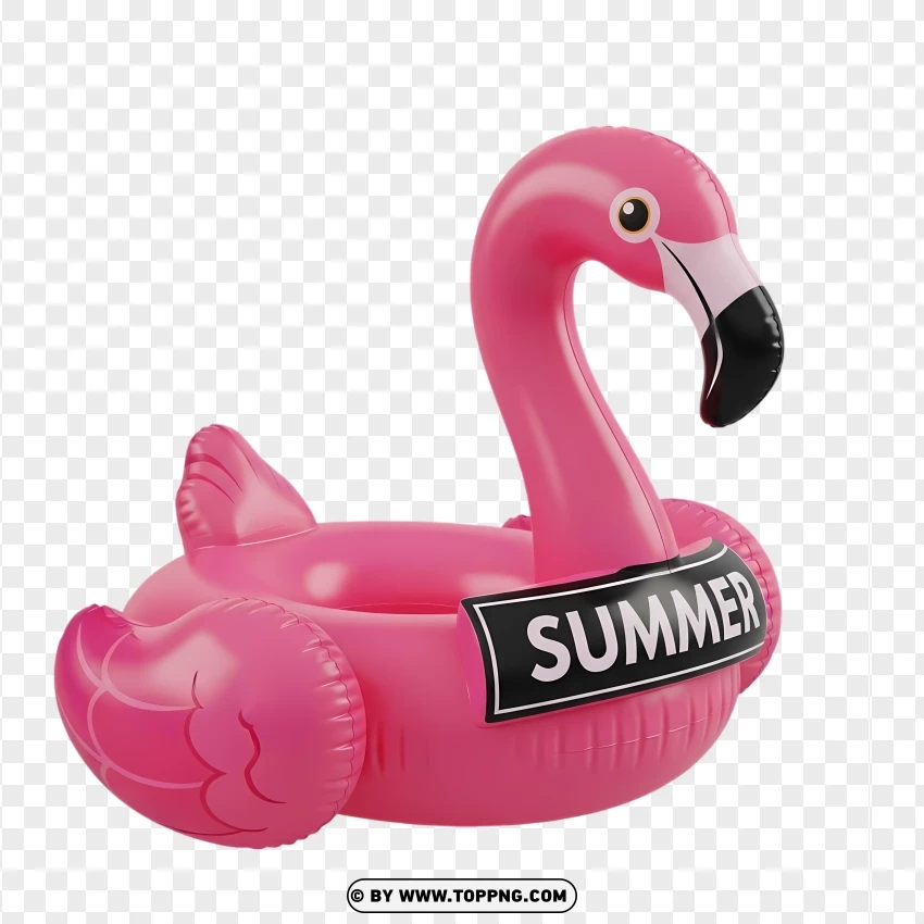 Pink Flamingo Pool Float Holding Summer Sign PNG Transparent Background