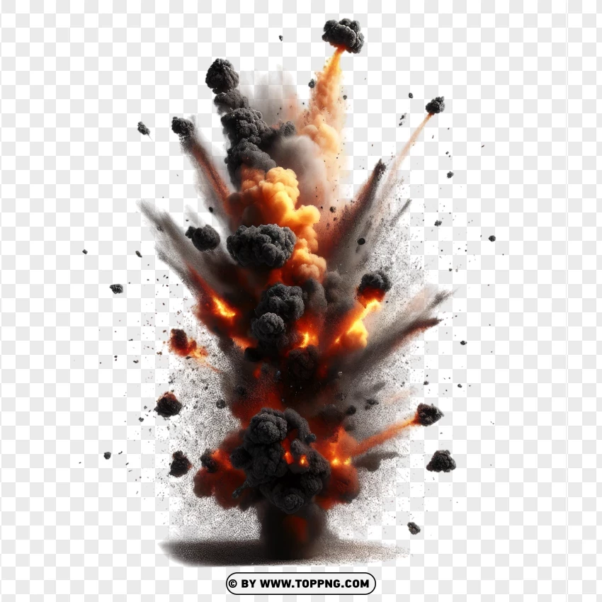 Massive Explosion Representing World War Iii With Debris And Flames PNG Transparent Background