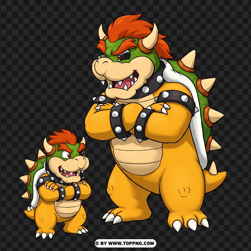 Bowser And Mini Bowser Duo PNG Transparent Background