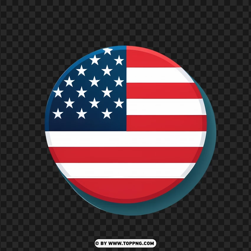 Round Usa Flag Icon PNG Transparent Background