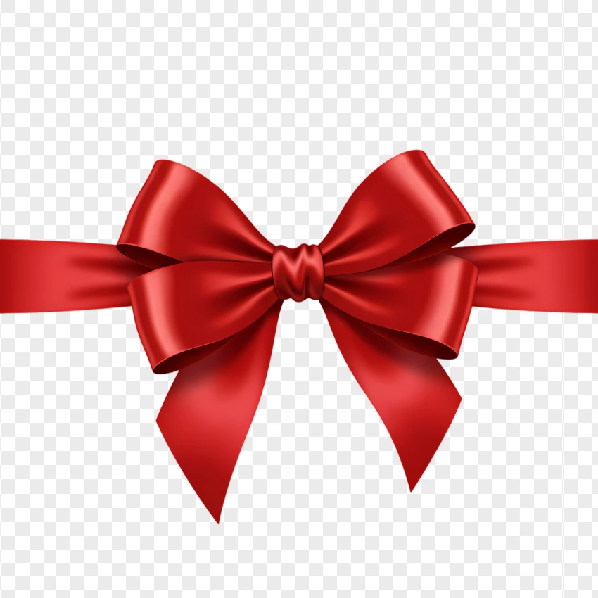 Hd Red Satin Ribbon Bow With Elegant Style PNG Transparent Background