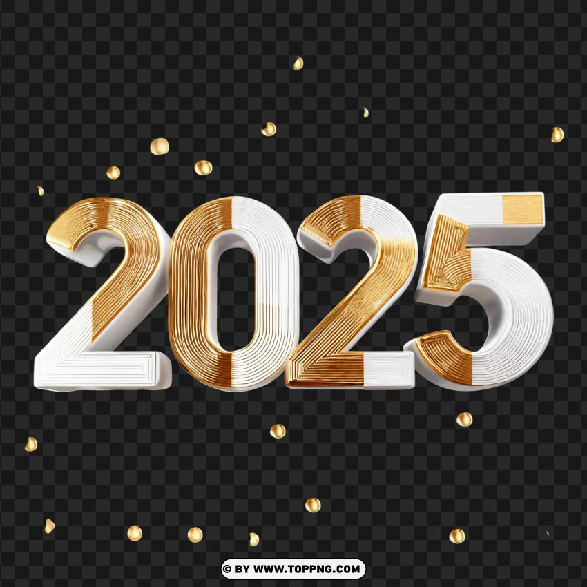 Elegant Black And Gold 2025 Numbers PNG Transparent Background