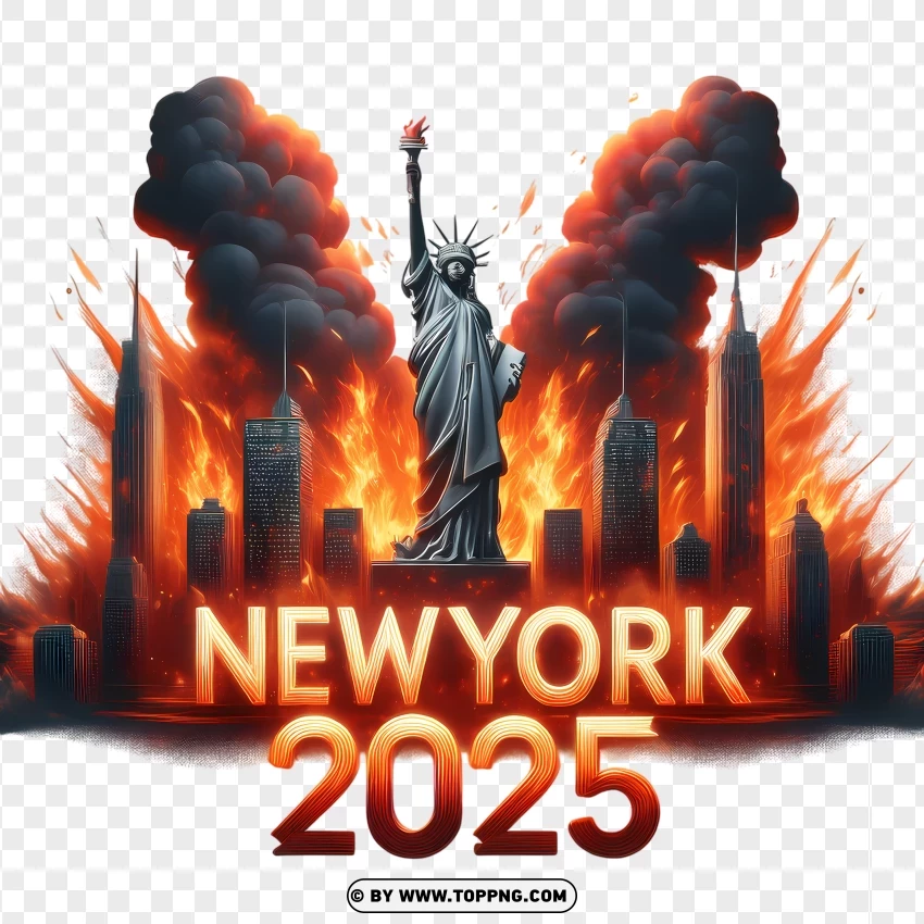 New York Fire 2025 Scene PNG Transparent Background