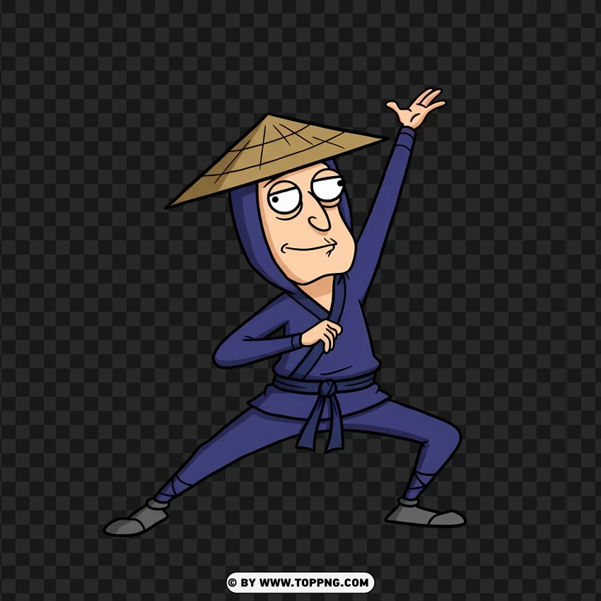 Ninja Quagmire In Action Funny Cartoon PNG Transparent Background