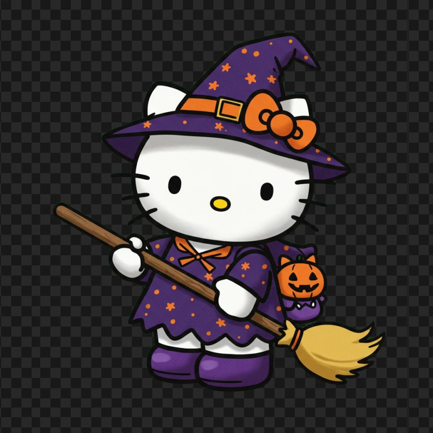 Hello Kitty Halloween Witch PNG Transparent Background