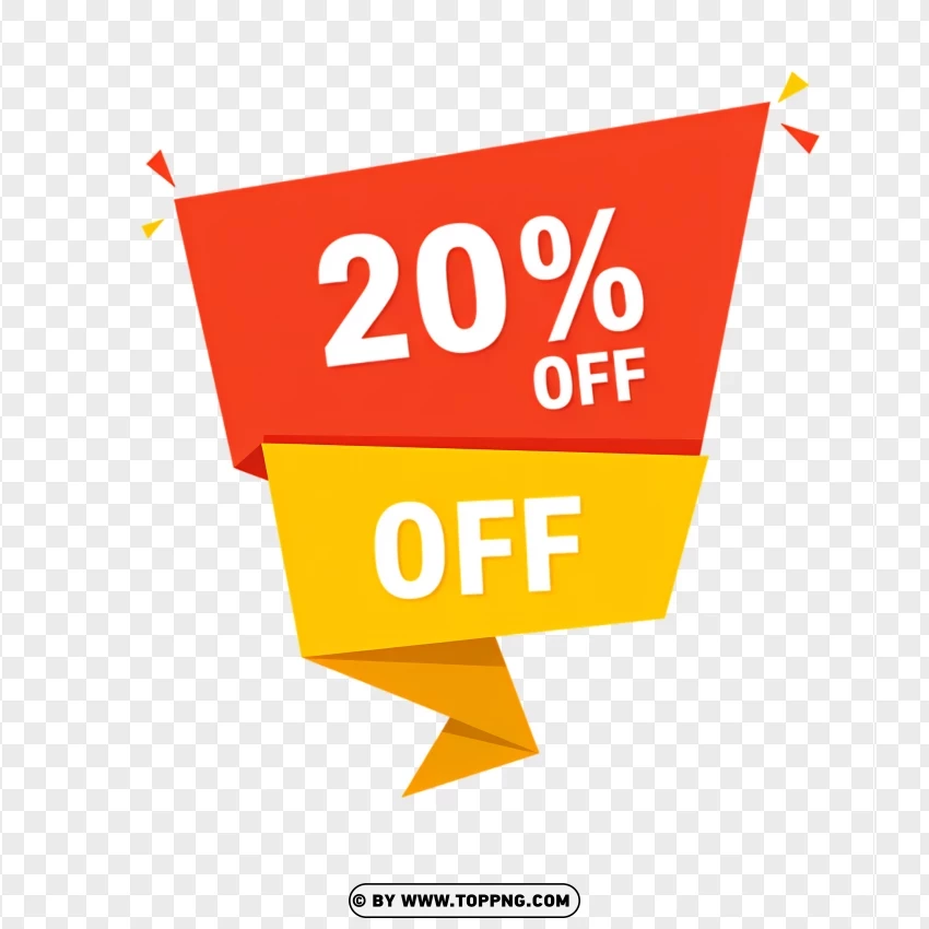 20% Off Sale Banner With Promotional Tag PNG Transparent Background