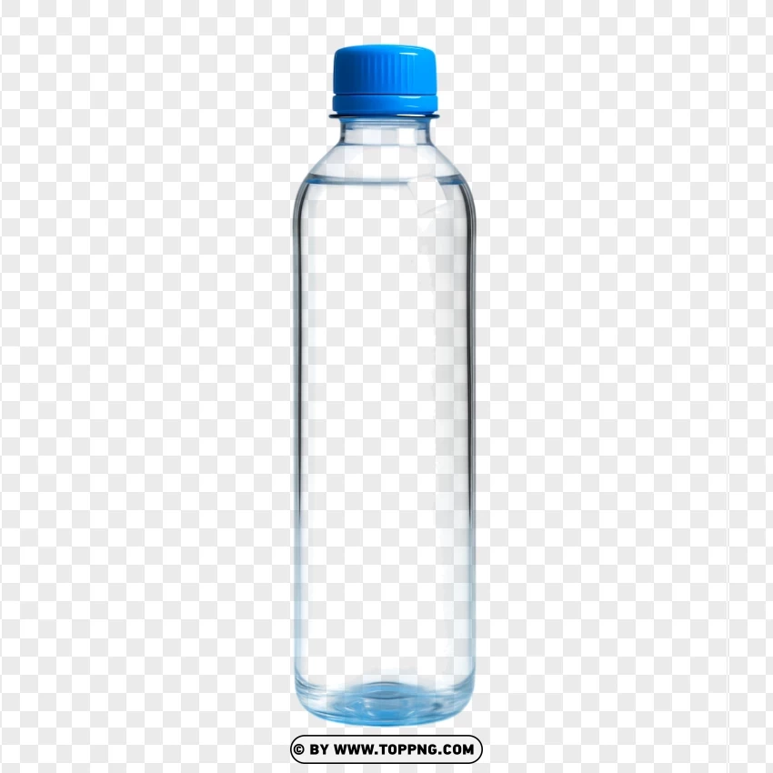 Slim Plastic Water Bottle With Clear Body And Cap PNG Transparent Background