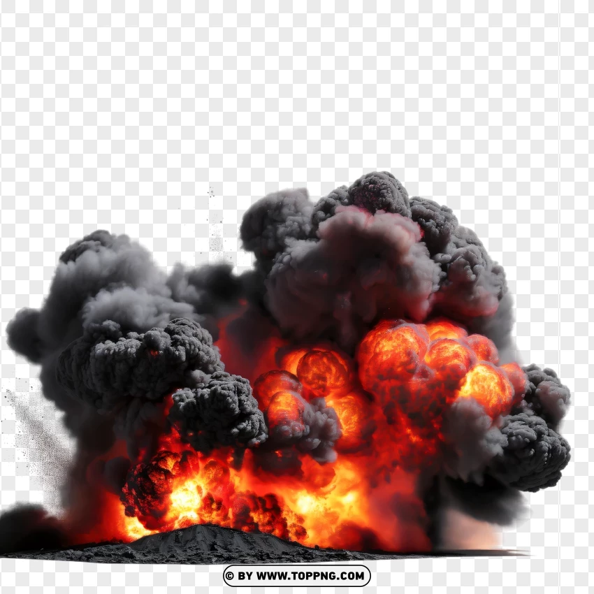 Dark Smoke And Fireball Blast PNG Transparent Background