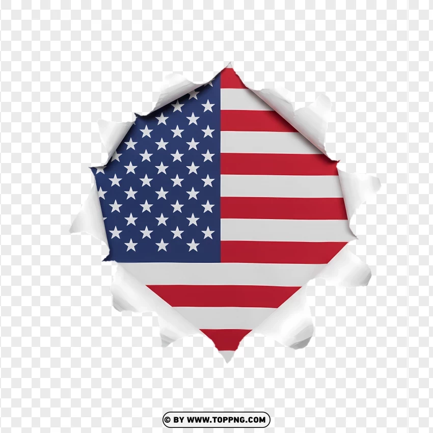 American Flag Peeling Effect Sticker PNG Transparent Background