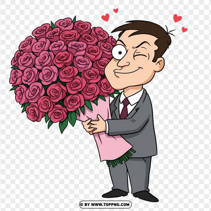 Glenn Quagmire Holding A Giant Bouquet Of Roses PNG Transparent Background