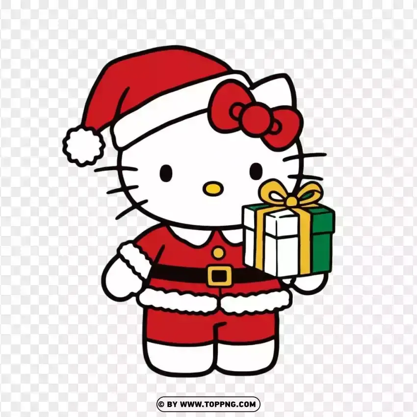 Hello Kitty Santa Outfit Christmas PNG Transparent Background