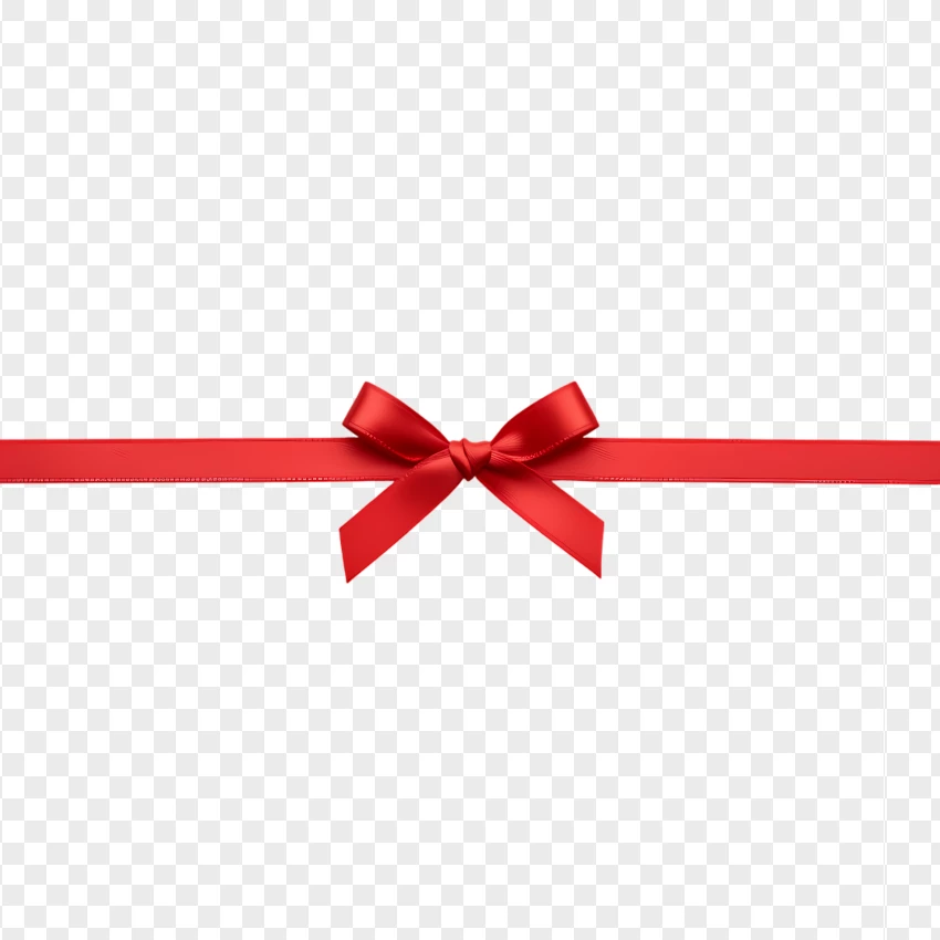 Minimalist Thin Red Ribbon Bow PNG Transparent Background